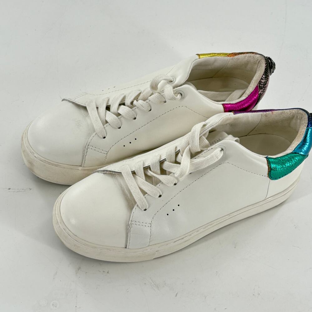 Kurt Geiger Laney Eagle Sneakers 10 40 Leather Rainbow Jewel Lace Up - Picture 7 of 8